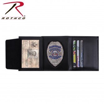 Rothco 1134 Black Leather Tri-Fold Wallet With Badge & ID Holder 
