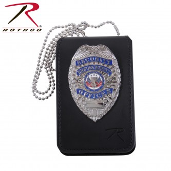 Rothco 1136 Black Leather Bi-Fold Neck Universal Badge ID Holder 