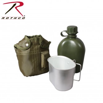 Canteen Kit 3 Piece Olive Drab Cup Canteen and Cover Rothco 1140