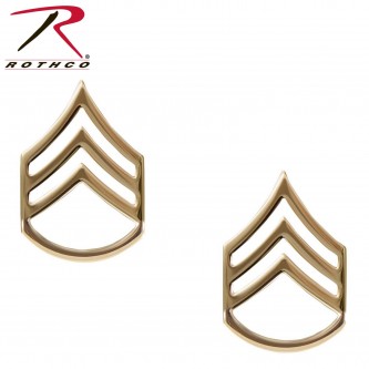 1644 Rothco Staff Sergeant Polished Insignia - Gold Plated - Made in USA 