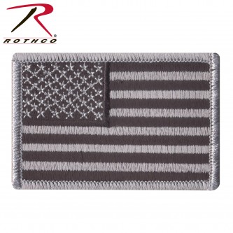 16666 Rothco Military USA Iron On Sew On American Flag Uniform Patches [Reverse Black/Silver] 