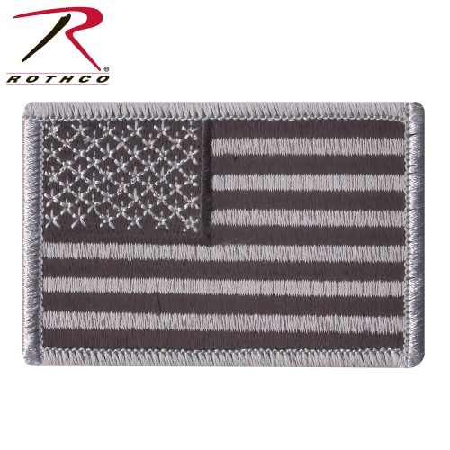 1666 Rothco Military USA Iron On Sew On American Flag Uniform Patches [Black/Silver] 