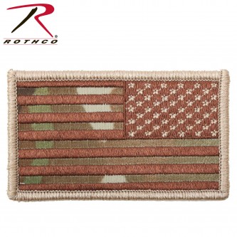 Rothco Military USA Velcro American Flag Uniform Patches [Reverse Multicam] 17772 