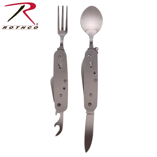 2033 Folding Chow Set Fork And Spoon Camping Pocket Knife Utensil Set Rothco 2033 