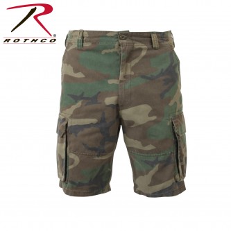 2142-3X Rothco Vintage Solid And Camo Paratrooper Cargo Military Shorts[3XL,Woodland Camo]