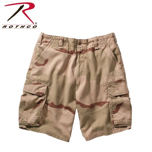2150-l Rothco Vintage Solid And Camo Paratrooper Cargo Military Shorts[L,Tri-Color Desert Camo] 
