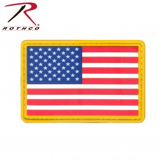 21777 PVC US Flag With Gold Border Hook Back Military Morale Patch 