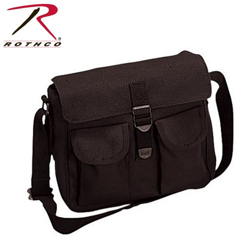 Rothco 2278 New Black Military Style Canvas Ammo Tactical Shoulder Bag 