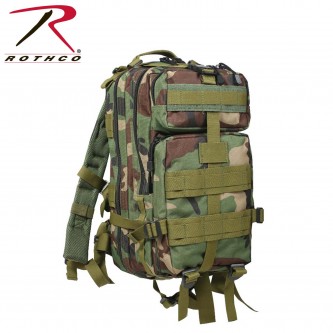 2579 Woodland Camouflage Military Style Medium Transport MOLLE Assault Backpack 