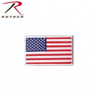 2777 Rothco Military USA Iron On Sew On American Flag Uniform Patches [Red White & Blue W/White Bord