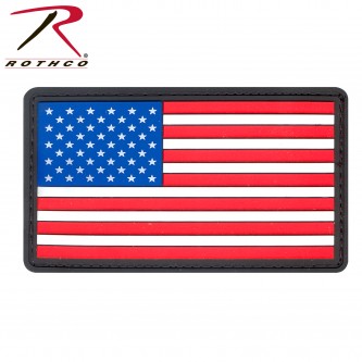 27784 PVC US Flag With Black Border Hook Back Military Morale Patch 