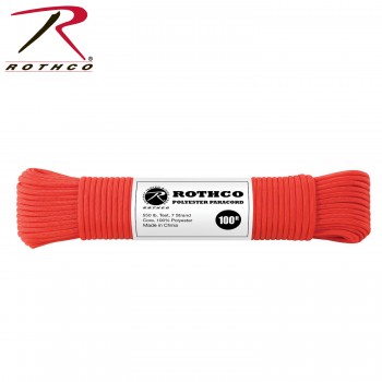 RED 30805 - 550LB 7 Strand 100% Polyester Type III Import Paracord Rope 100' 