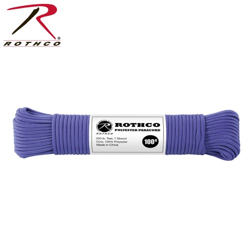 BLUE 30808- 550LB 7 Strand 100% Polyester Type III Import Paracord Rope 100' 