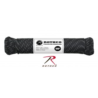Rothco 30815 Black Reflective Polyester Paracord- 100 Ft 550LB Test, 7 Strand