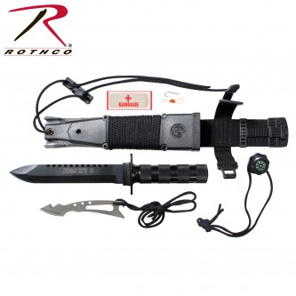 3236 Rothco Black Jungle Survival Knife Kit With Neck Knife