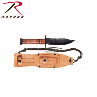 3277 Rothco GI Style Pilot's Survival Knife w/ leather sheath 