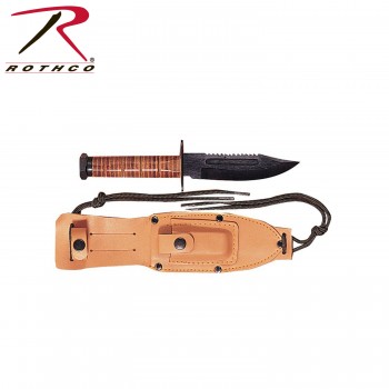 3277 Rothco GI Style Pilot's Survival Knife w/ leather sheath 