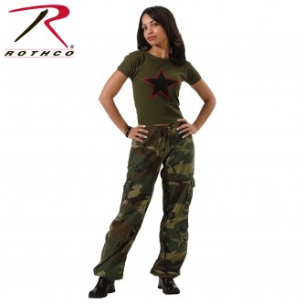 3386-L Women's Vintage Military Tactical Paratrooper Fatigue Pants Rothco [L,Woodland Camo] 