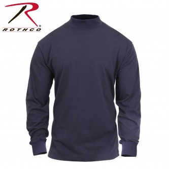 3400-M Mock Turtleneck 100% Cotton Public Safety Long Sleeve Shirt Black Or NavyRothco[Medium,Midnit