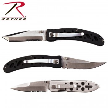 3429 Rothco Samurai III Chrome Skeletal Handle Camping Double-Edge Knife