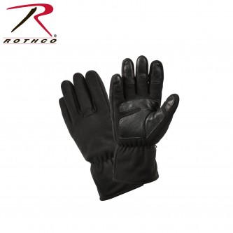 Rothco 3470 Black Size Large Micro Fleece Wind & Water Proof All Weather Gloves