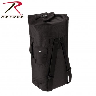 3484 Rothco GI Style Heavyweight Enhanced Double-Strap Canvas Duffle Bag Backpack[Black] 