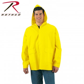 3614-L Classic Yellow PVC Rain Jacket With Hood Heavy Duty Rain Coat Rothco 3614[Large] 