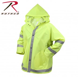 3654 Rothco Safety Green Reflective Neon Rain Jacket Size X-Large