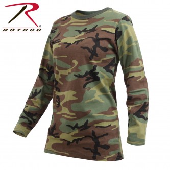 3678-XS Womens Long Sleeve T-Shirt Woodland Camouflage Longer Length Rothco 3678[X-Small] 