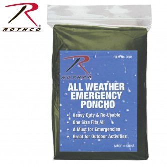 3681-Yellow Rothco Emergency Hooded Rain / All Weather Pocket Poncho[Yellow] 