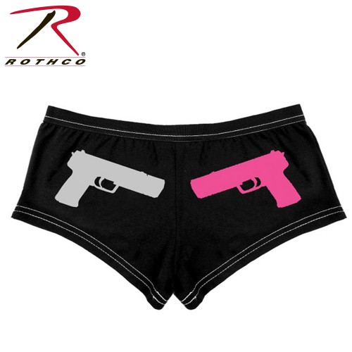 3704-L Rothco Women's Casual Army Lounging Shorts Military Booty Shorts[Black Pink Guns,L] 
