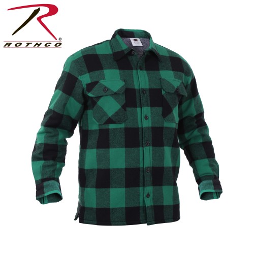 3735-L Rothco Extra Heavyweight Buffalo Plaid Sherpa-Lined Flannel Jacket [Green,Large] 