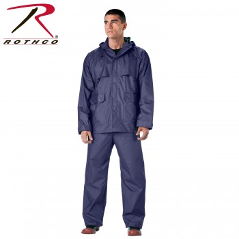3770 Rothco Microlite Durabel 2 Piece PVC Lightweight Rainsuit [Navy Blue,X-Large] 
