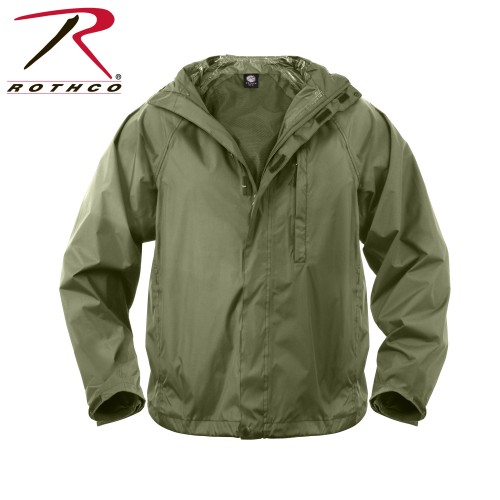 3854-M Rothco Packable Waterproof Rip-Stop Rain Jacket 3854 3754[Olive Drab,Medium] 