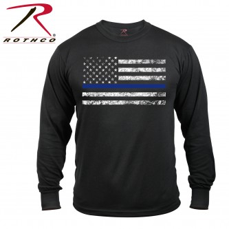 3926-2X Thin Blue Line Black Mens Police Law Enforcement Long Sleeve T-Shirt Rothco 3925[2X-Large] 