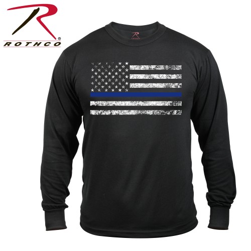 3925-XL Thin Blue Line Black Mens Police Law Enforcement Long Sleeve T-Shirt Rothco 3925[X-Large] 
