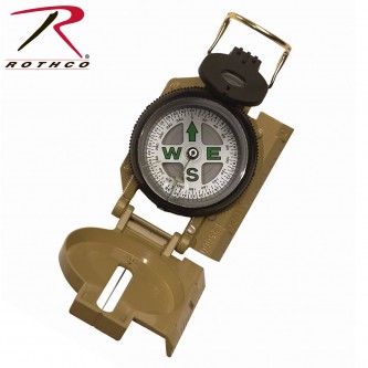 405 Rothco Military Marching Compass-Tan-Liquid Filled-Side Ruler 