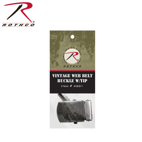4301-Black Rothco Vintage Military Canvas Web Belt Buckle And Tip Kit [Black] 