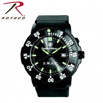 4318 Rothco Smith & Wesson S.W.A.T. Watch-Black Face w/date-Back Glow for night