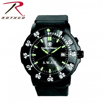 4318 Rothco Smith & Wesson S.W.A.T. Watch-Black Face w/date-Back Glow for night