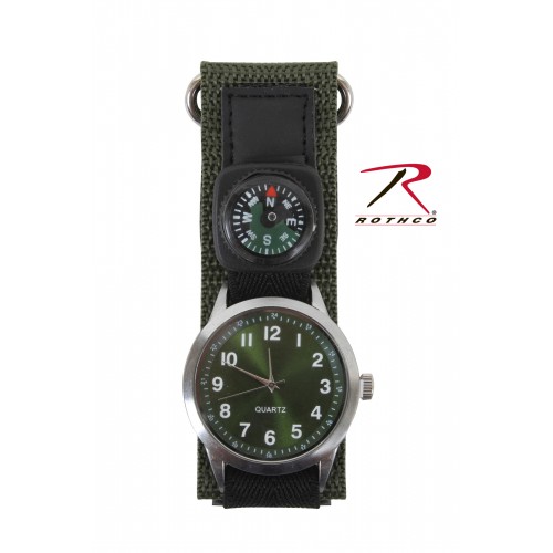 4340 Rothco Watch With Compass-Olive Drab 