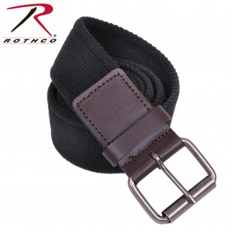 Rothco Vintage Single Prong Web Belt With Leather Accents