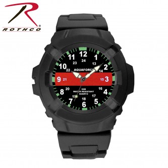 4391 Aquaforce Thin Red Line Watch Water Resistant Firefighter Rothco 4391 