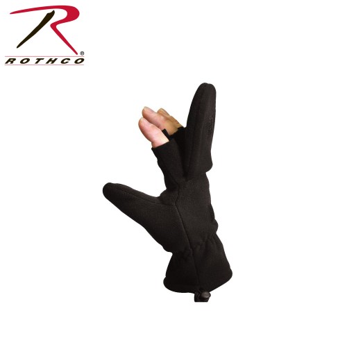 4395 Rothco Black Size Large Fleece Fingerless Sniper Glove Mittens