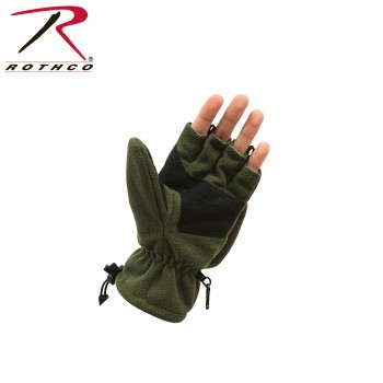 4396 Rothco Size Medium Olive Drab Fleece Fingerless Sniper Glove Mittens