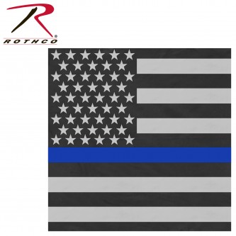 Thin Blue Line Flag 27 x 27 Cotton Bandana Rothco 4484