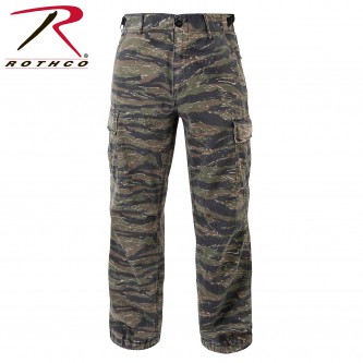 4489-3X Fatigue Cargo Pants Camouflage 6 Pocket NEW Vintage Vietnam Era Rip-Stop Rothco[Tiger Stripe