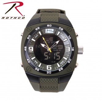 44882 Military Style Watch Over-sized Face Analog/Digital Display Water Resistant 