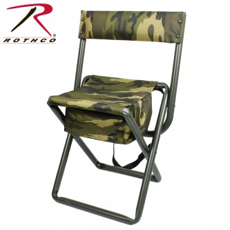 4578 Rothco Deluxe Camo Stool w/ Pouch Back - Woodland Camo 