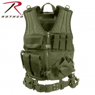 4591 Rothco Military Cross Draw Tactical MOLLE Vest[Olive Drab] 
